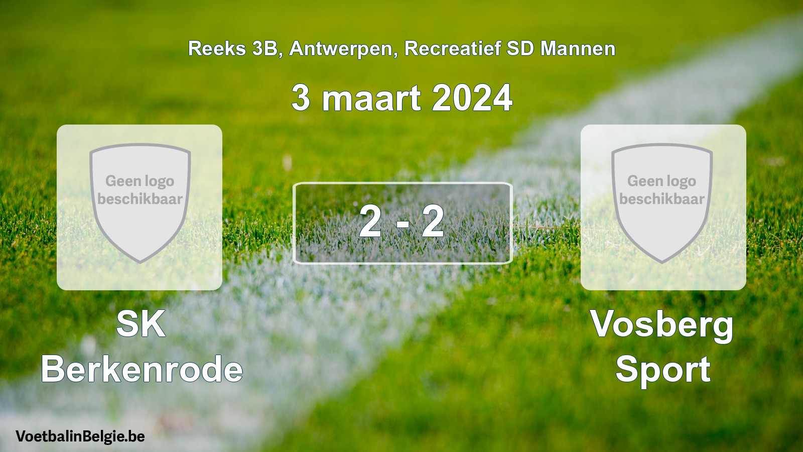 Gespeelde wedstrijd recreatiefvoetbal: SK Berkenrode - Vosberg Sport 2 - 2 (3 maart 2024)