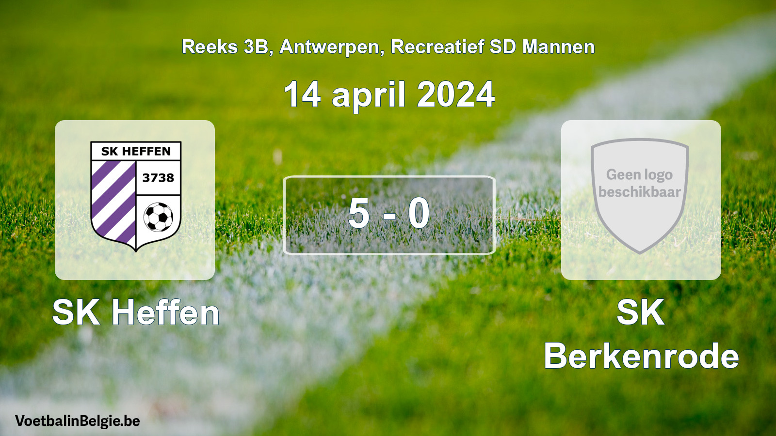 Gespeelde wedstrijd recreatiefvoetbal: SK Heffen - SK Berkenrode 5 - 0 (14 april 2024)