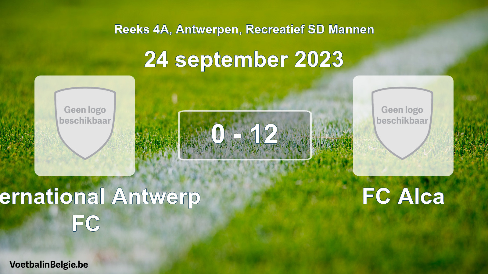 Gespeelde wedstrijd recreatiefvoetbal: International Antwerp FC - FC Alca 0 - 12 (24 september 2023)