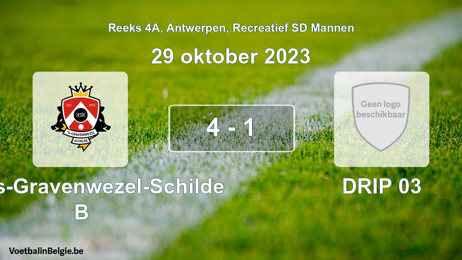 Gespeelde wedstrijd recreatiefvoetbal: KSK 's-Gravenwezel-Schilde B - DRIP 03 4 - 1 (29 oktober 2023)
