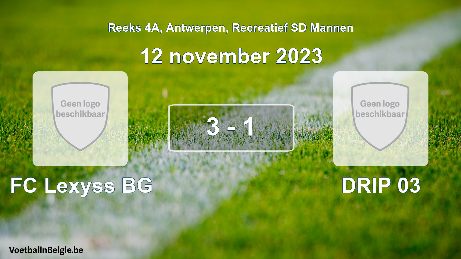Gespeelde wedstrijd recreatiefvoetbal: FC Lexyss BG - DRIP 03 3 - 1 (12 november 2023)