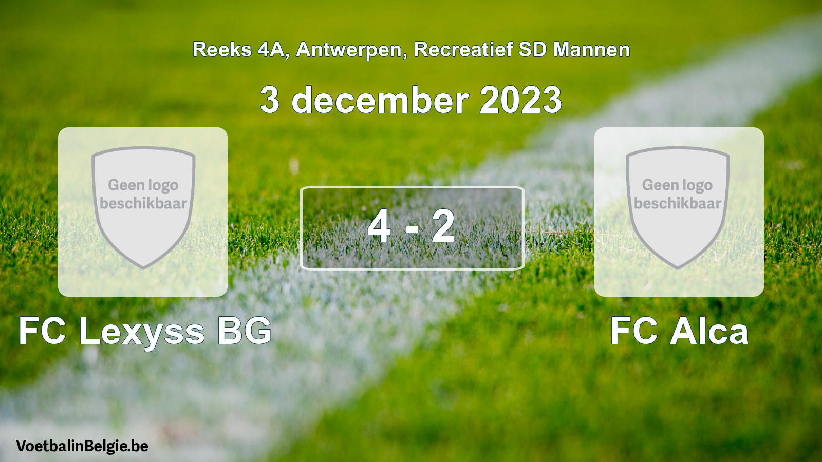 Gespeelde wedstrijd recreatiefvoetbal: FC Lexyss BG - FC Alca 4 - 2 (3 december 2023)