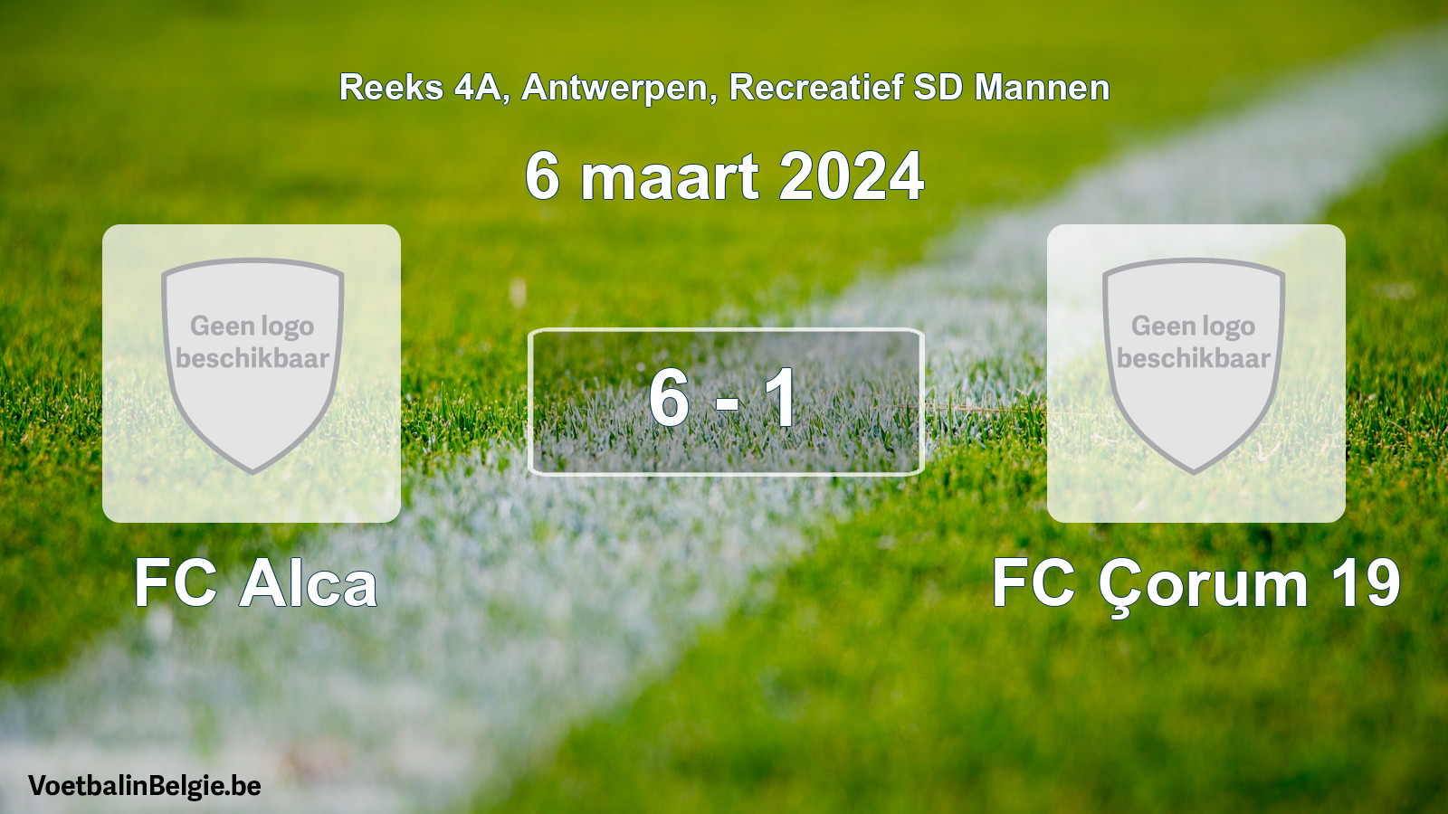 Gespeelde wedstrijd recreatiefvoetbal: FC Alca - FC Çorum 19 6 - 1 (6 maart 2024)