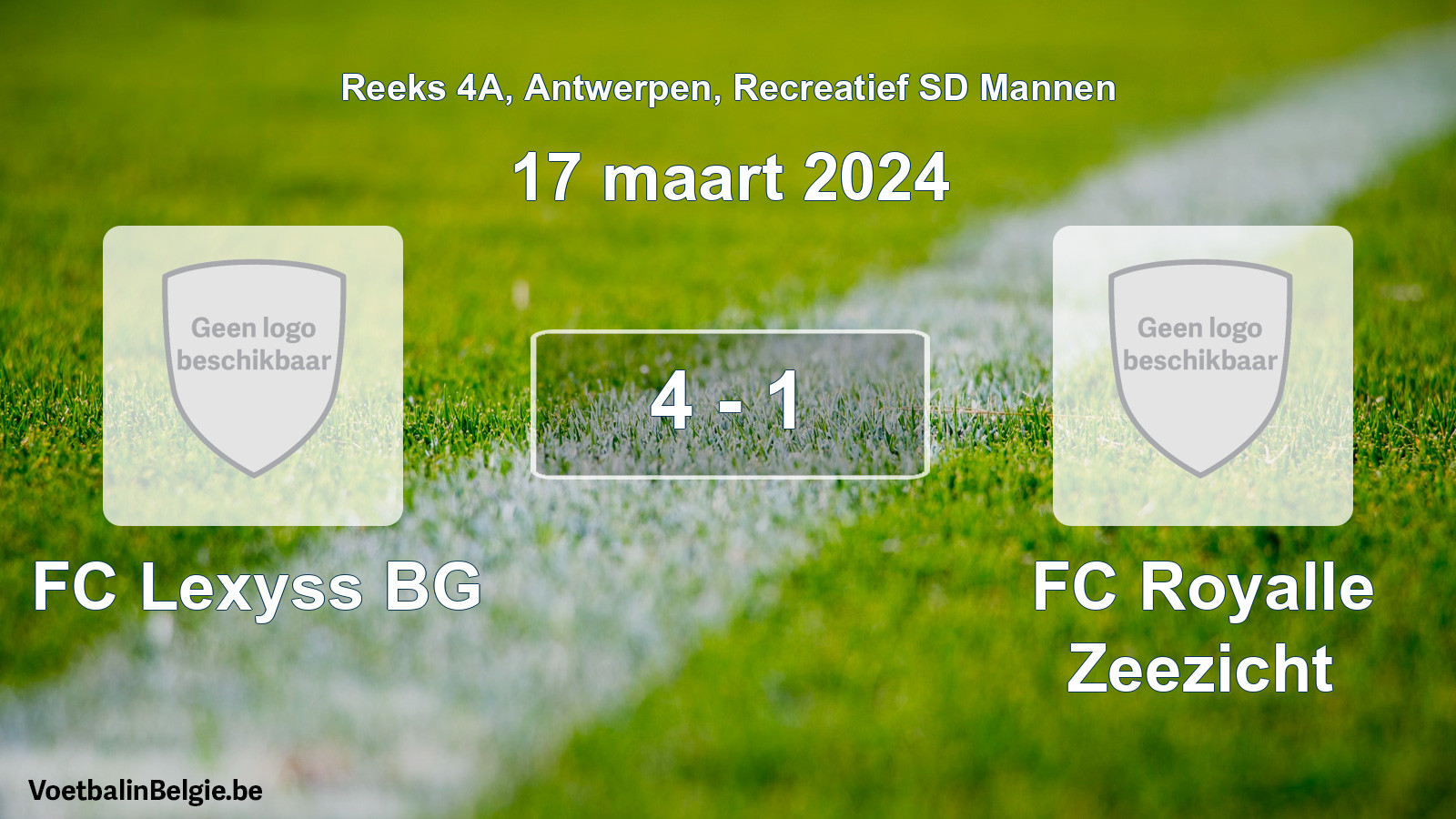 Gespeelde wedstrijd recreatiefvoetbal: FC Lexyss BG - FC Royalle Zeezicht 4 - 1 (17 maart 2024)
