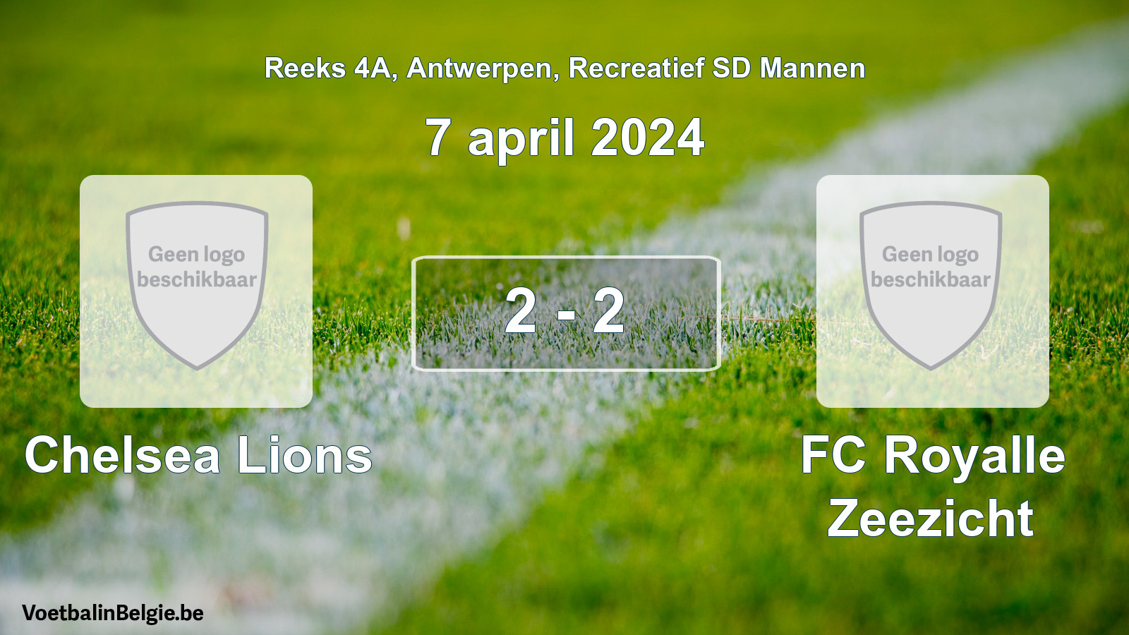 Gespeelde wedstrijd recreatiefvoetbal: Chelsea Lions - FC Royalle Zeezicht 2 - 2 (7 april 2024)