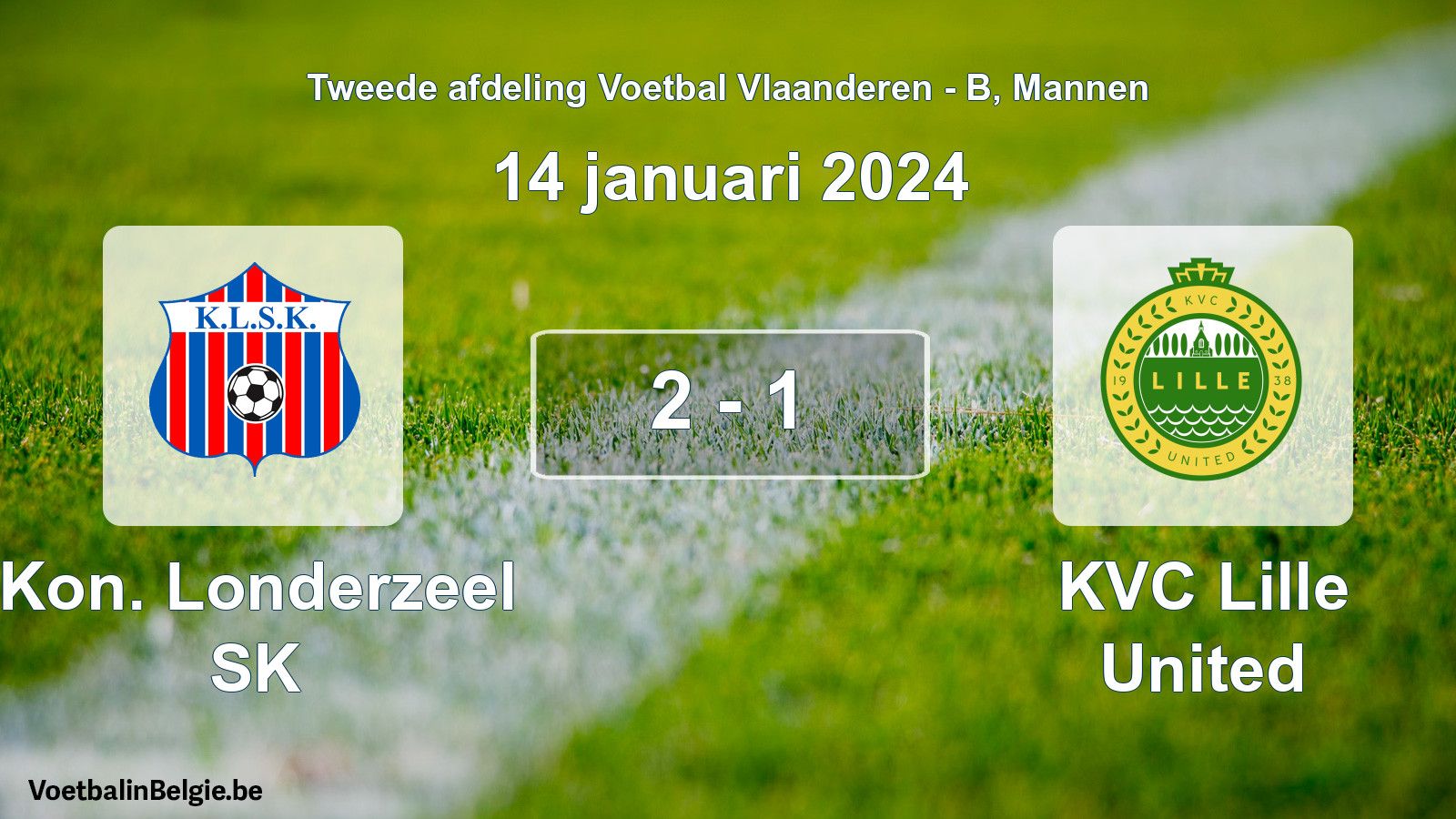 Gespeelde wedstrijd mannenvoetbal: Kon. Londerzeel SK - KVC Lille United 2 - 1 (14 januari 2024)