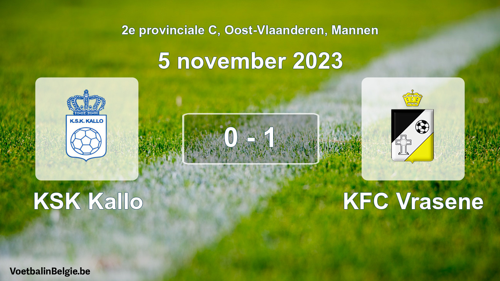 Gespeelde wedstrijd mannenvoetbal: KSK Kallo - KFC Vrasene 0 - 1 (5 november 2023)