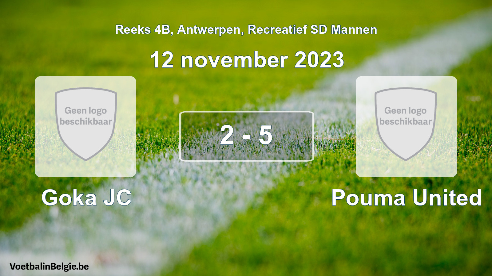 Gespeelde wedstrijd recreatiefvoetbal: Goka JC - Pouma United 2 - 5 (12 november 2023)