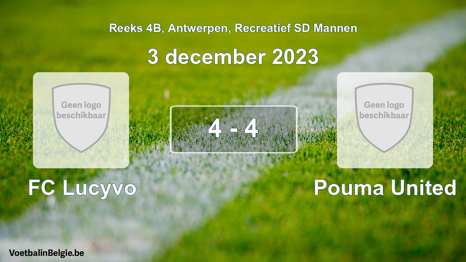 Gespeelde wedstrijd recreatiefvoetbal: FC Lucyvo - Pouma United 4 - 4 (3 december 2023)