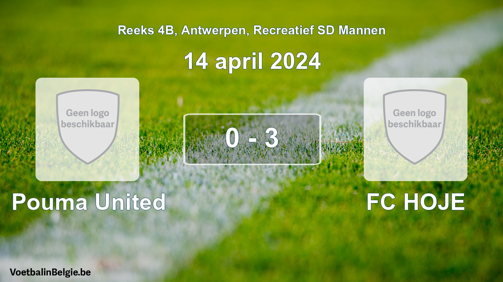 Gespeelde wedstrijd recreatiefvoetbal: Pouma United - FC HOJE 0 - 3 (14 april 2024)