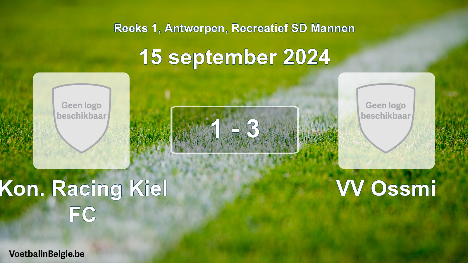 Gespeelde wedstrijd recreatiefvoetbal: Kon. Racing Kiel FC - VV Ossmi 1 - 3 (15 september 2024)
