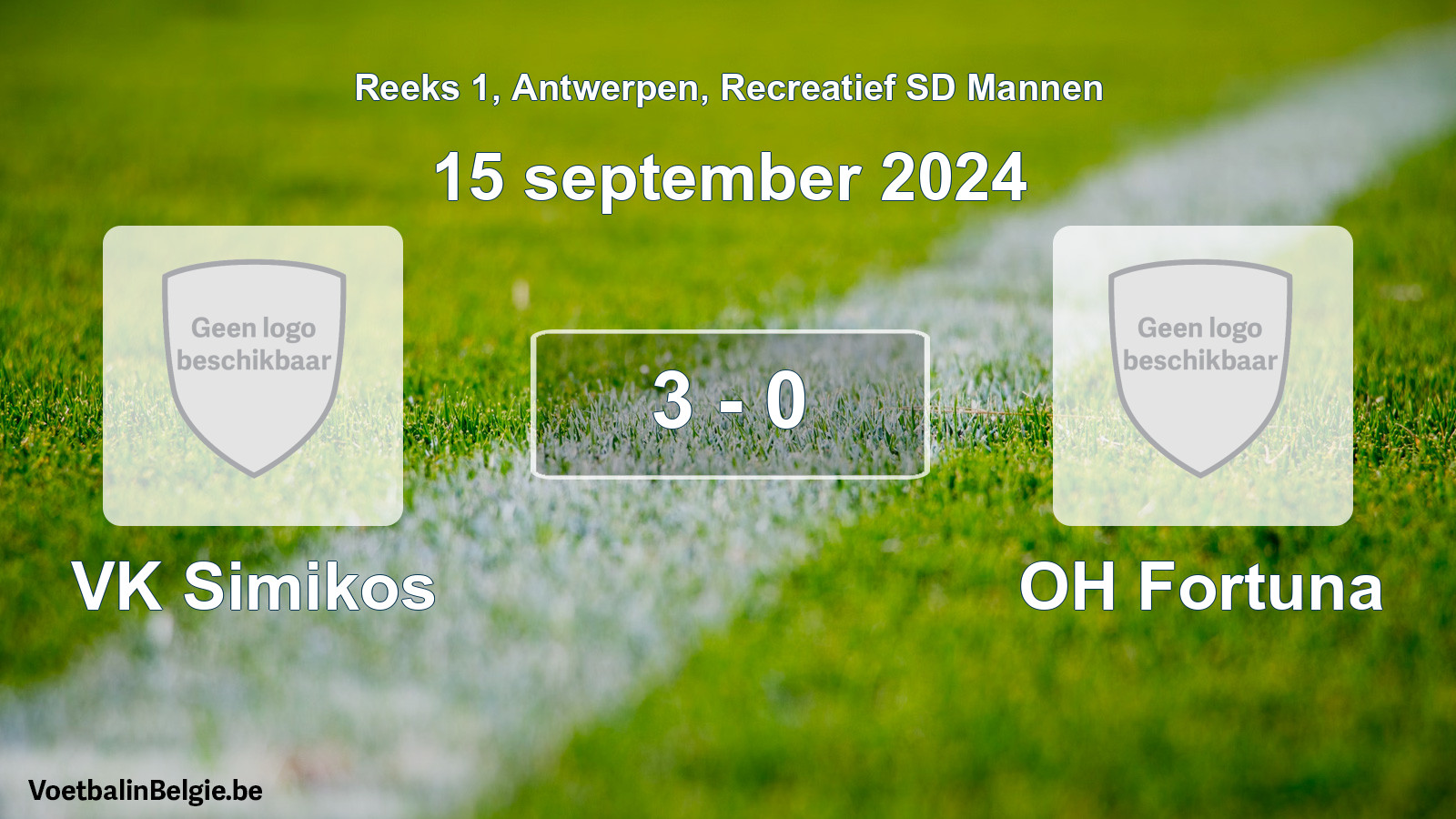 Gespeelde wedstrijd recreatiefvoetbal: VK Simikos - OH Fortuna 3 - 0 (15 september 2024)