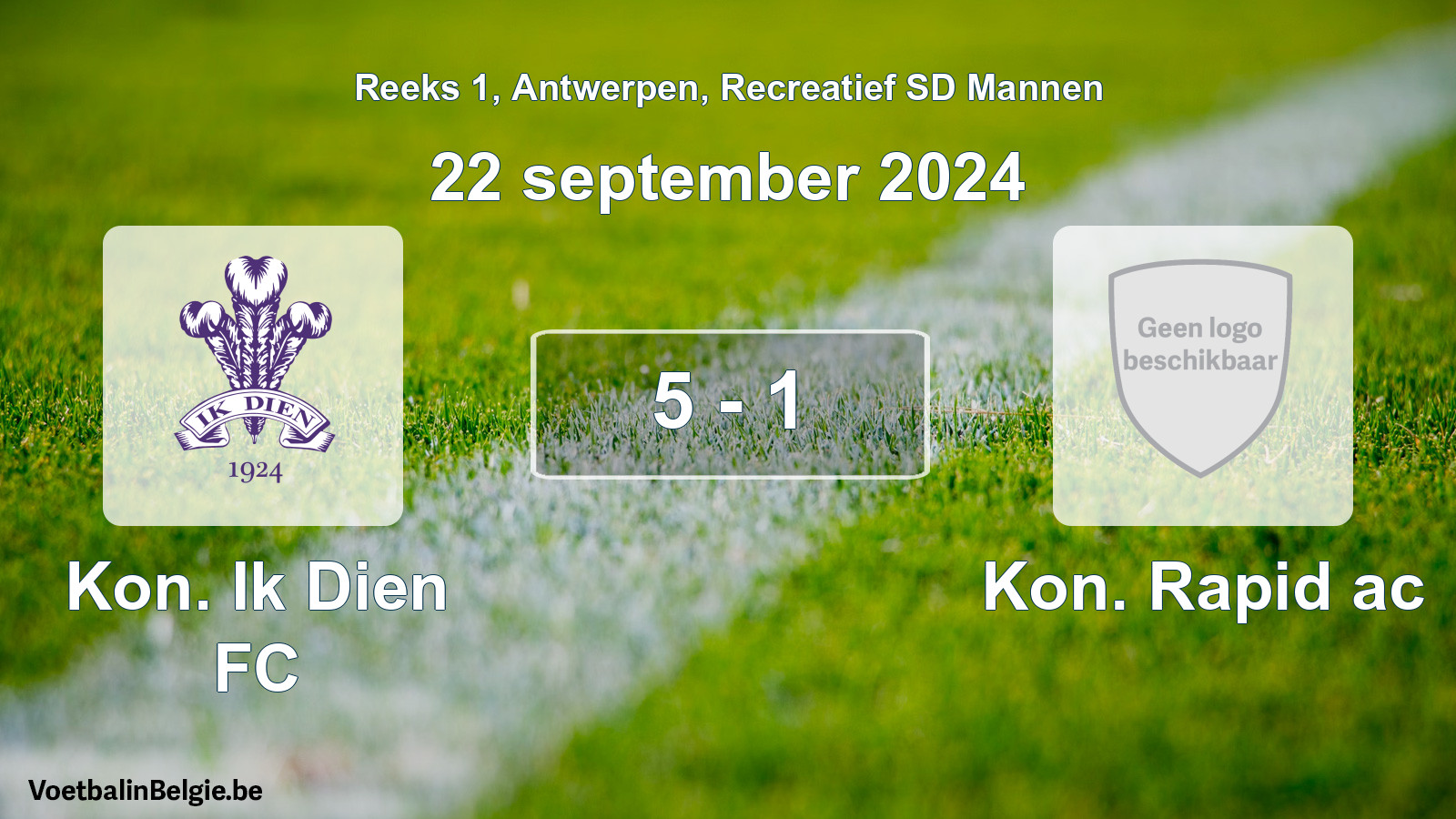 Gespeelde wedstrijd recreatiefvoetbal: Kon. Ik Dien FC - Kon. Rapid ac 5 - 1 (22 september 2024)