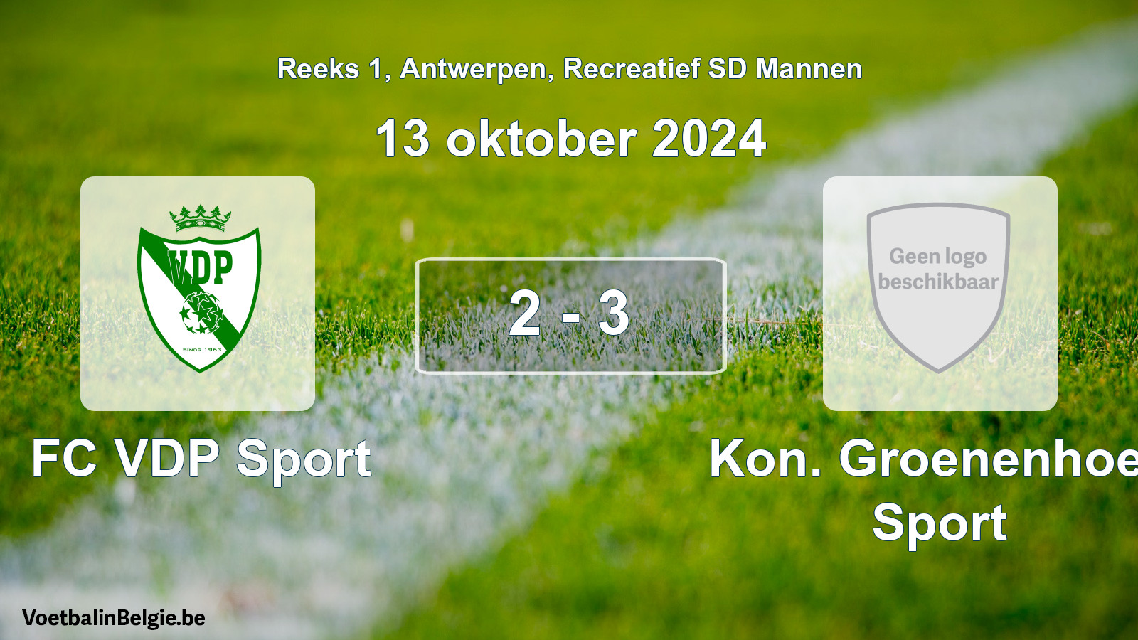 Gespieltes Spiel freizeit sd männer-Fußball: FC VDP Sport - Kon. Groenenhoek Sport 2 - 3 (13 Oktober 2024)