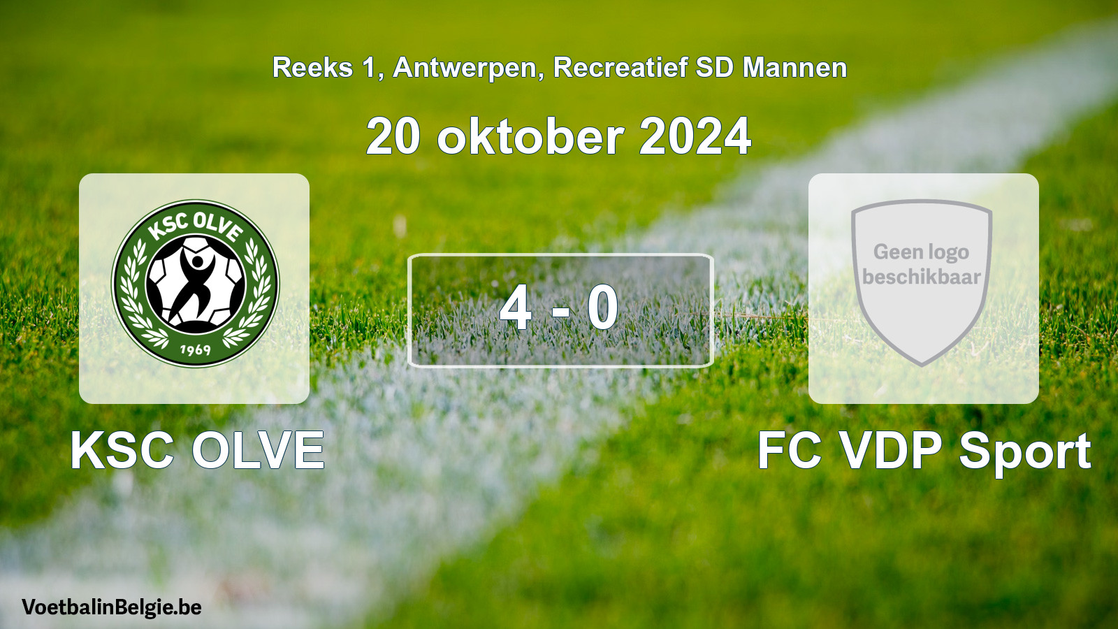 Gespeelde wedstrijd recreatiefvoetbal: KSC OLVE - FC VDP Sport 4 - 0 (20 oktober 2024)