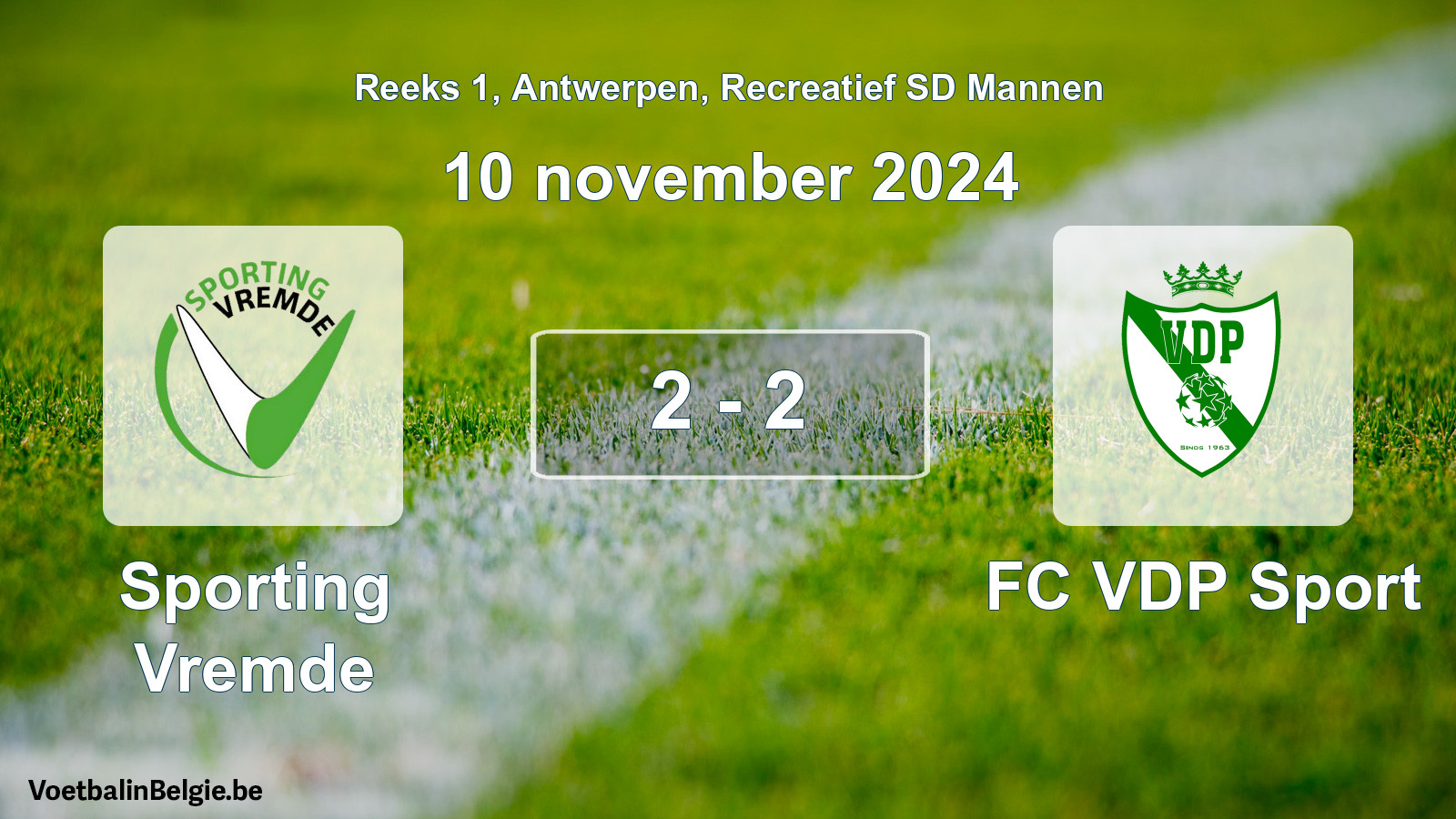 Played match recreational sd men football: Sporting Vremde - FC VDP Sport 2 - 2 (10 November 2024)