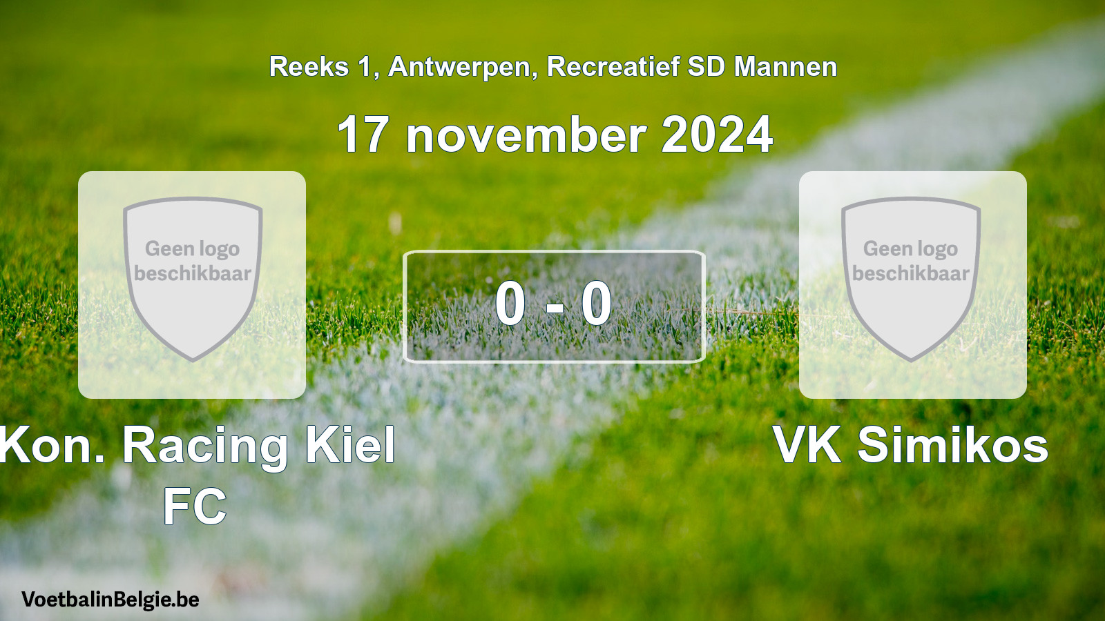 Gespeelde wedstrijd recreatiefvoetbal: Kon. Racing Kiel FC - VK Simikos 0 - 0 (17 november 2024)