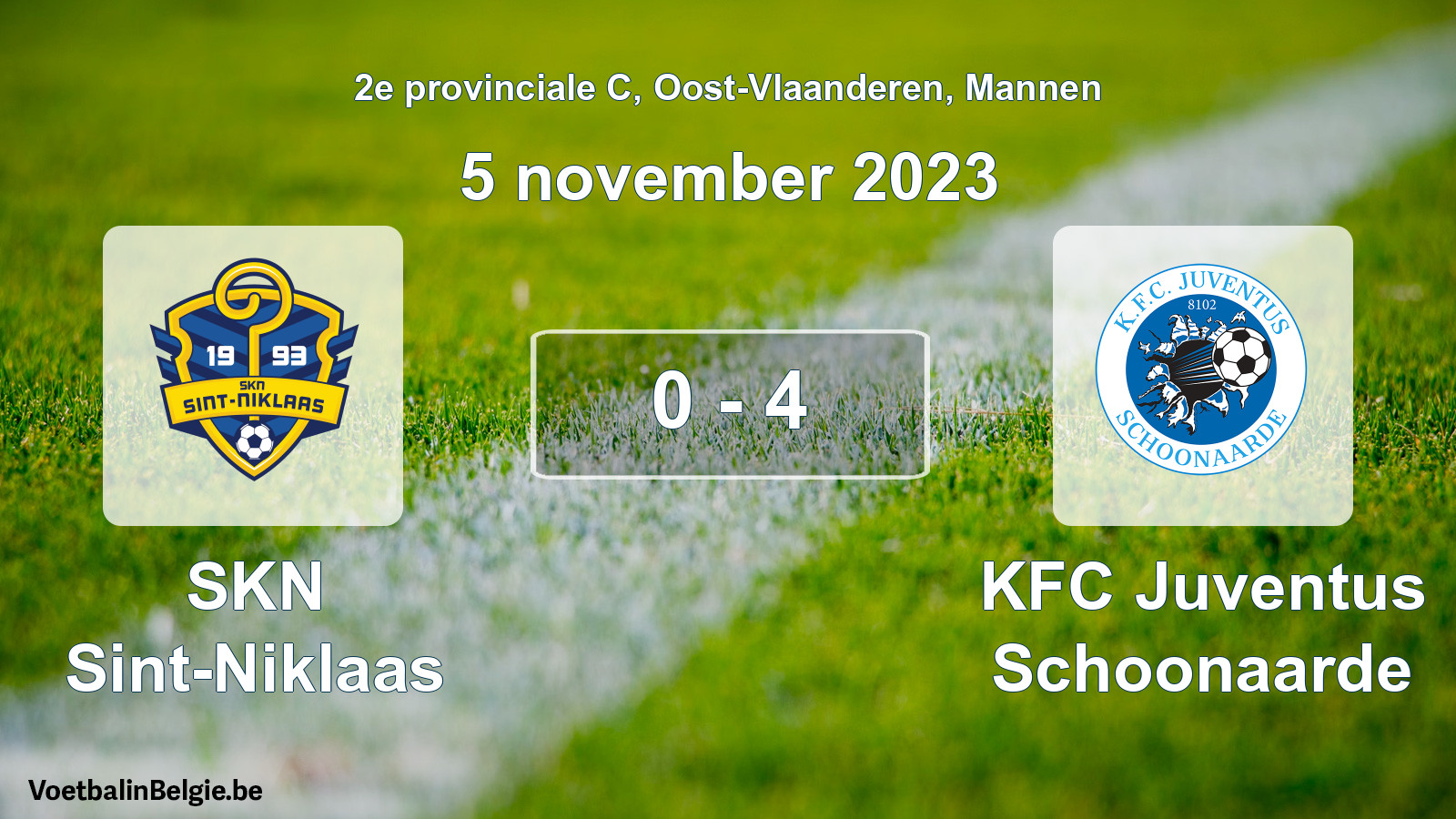 Gespeelde wedstrijd mannenvoetbal: SKN Sint-Niklaas - KFC Juventus Schoonaarde 0 - 4 (5 november 2023)