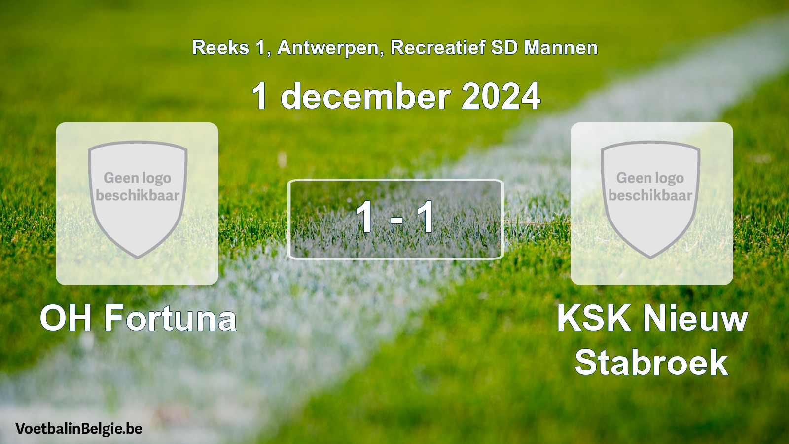 Gespeelde wedstrijd recreatiefvoetbal: OH Fortuna - KSK Nieuw Stabroek 1 - 1 (1 december 2024)