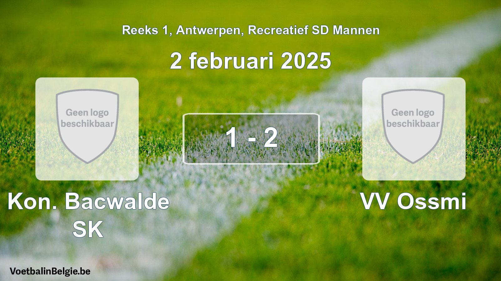 Gespeelde wedstrijd recreatiefvoetbal: Kon. Bacwalde SK - VV Ossmi 1 - 2 (2 februari 2025)