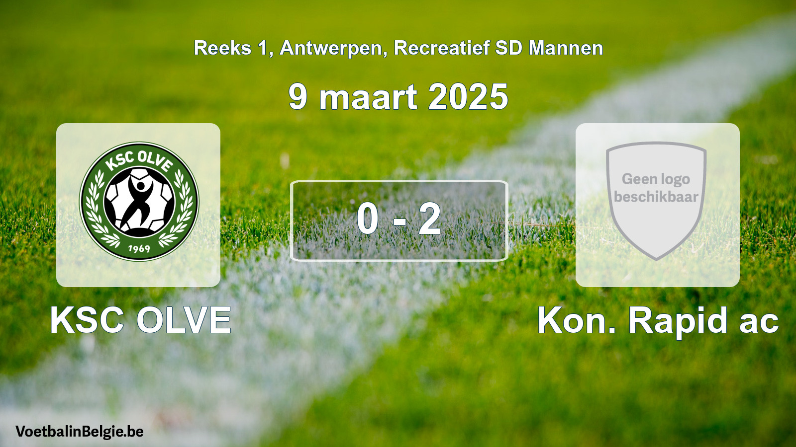 Gespeelde wedstrijd recreatiefvoetbal: KSC OLVE - Kon. Rapid ac 0 - 2 (9 maart 2025)