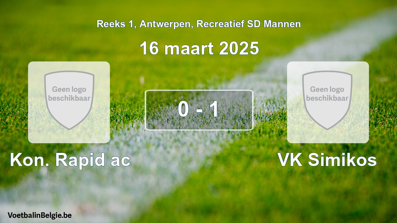 Gespeelde wedstrijd recreatiefvoetbal: Kon. Rapid ac - VK Simikos 0 - 1 (16 maart 2025)