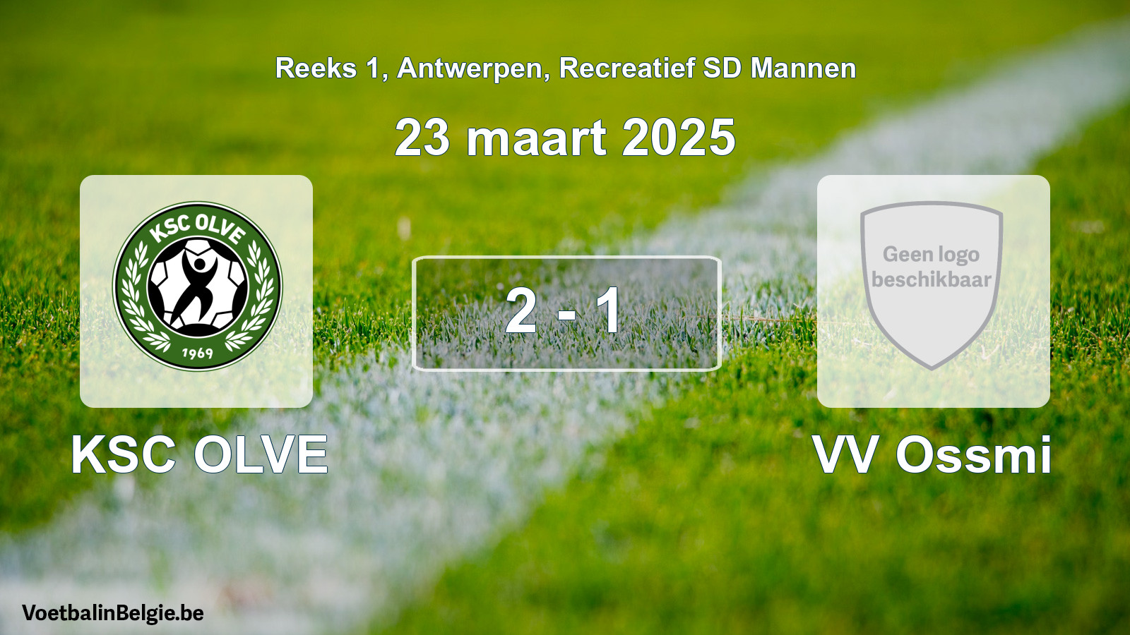 Gespeelde wedstrijd recreatiefvoetbal: KSC OLVE - VV Ossmi 2 - 1 (23 maart 2025)