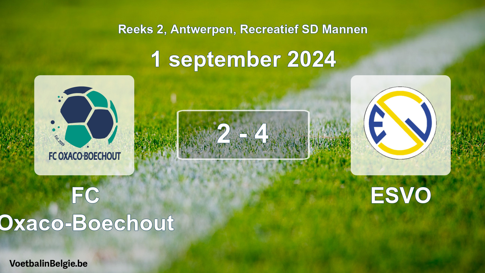 Gespeelde wedstrijd recreatiefvoetbal: FC Oxaco-Boechout - ESVO 2 - 4 (1 september 2024)