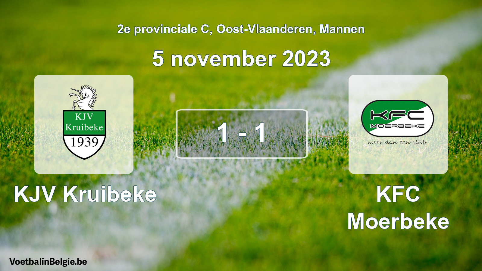 Gespeelde wedstrijd mannenvoetbal: KJV Kruibeke - KFC Moerbeke 1 - 1 (5 november 2023)