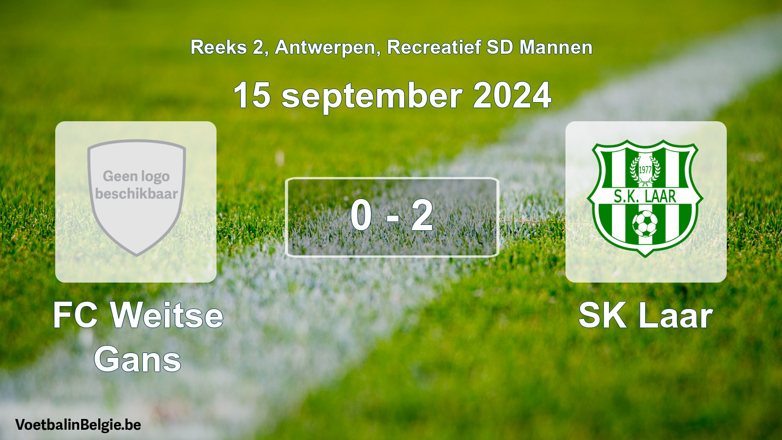 Played match recreational sd men football: FC Weitse Gans - SK Laar 0 - 2 (15 September 2024)