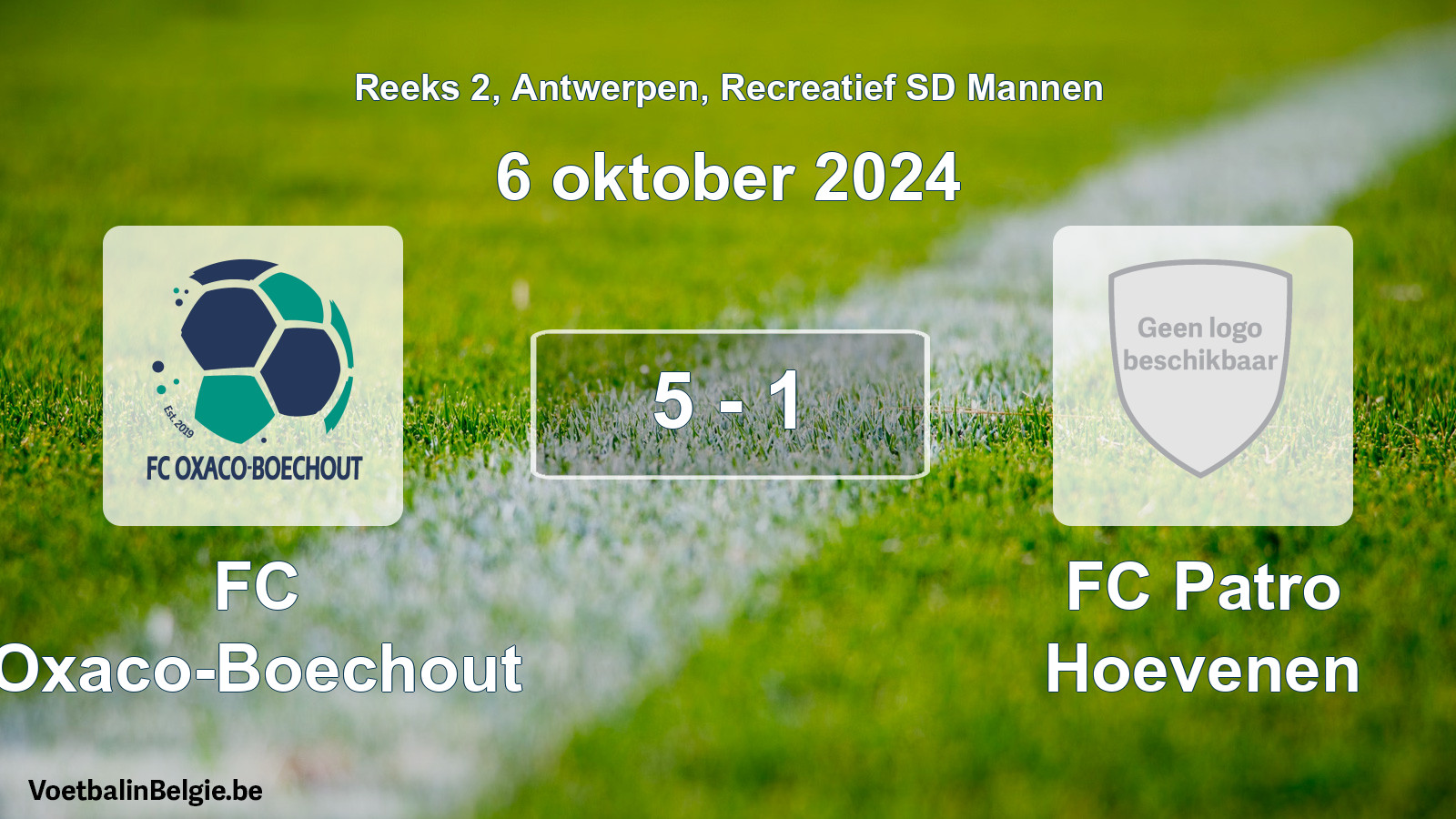 Gespeelde wedstrijd recreatiefvoetbal: FC Oxaco-Boechout - FC Patro Hoevenen 5 - 1 (6 oktober 2024)