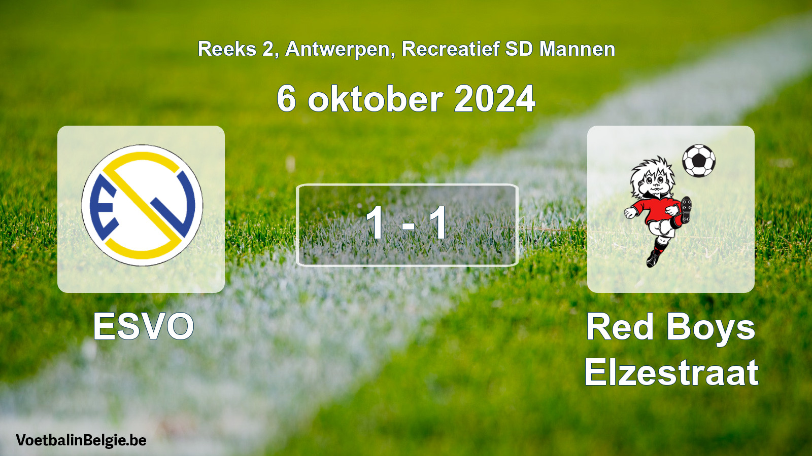 Gespeelde wedstrijd recreatiefvoetbal: ESVO - Red Boys Elzestraat 1 - 1 (6 oktober 2024)