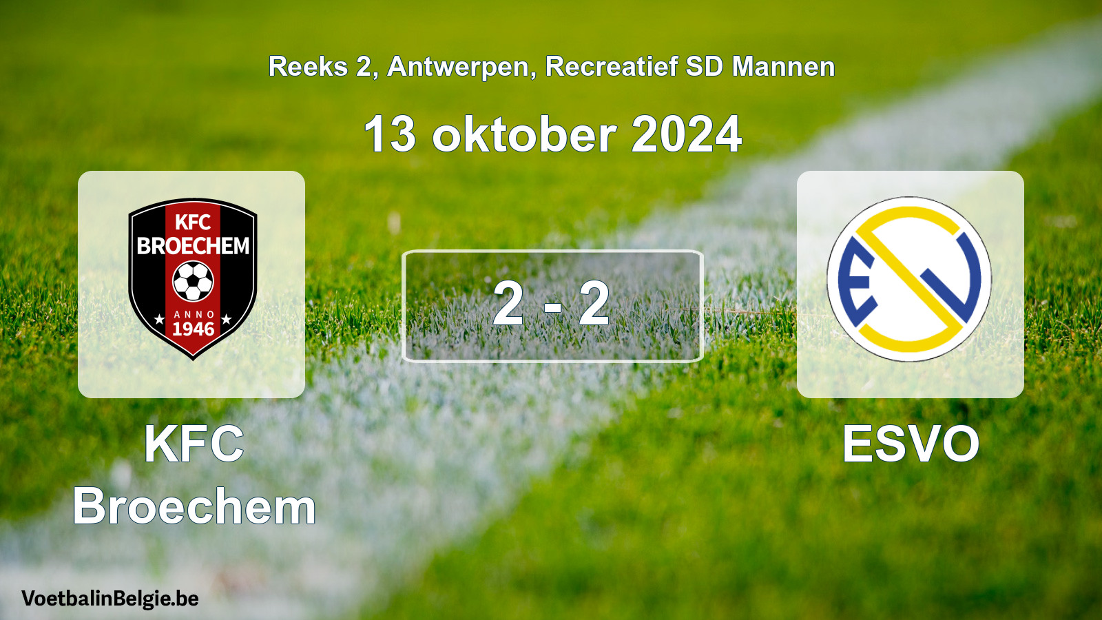 Gespeelde wedstrijd recreatiefvoetbal: KFC Broechem - ESVO 2 - 2 (13 oktober 2024)