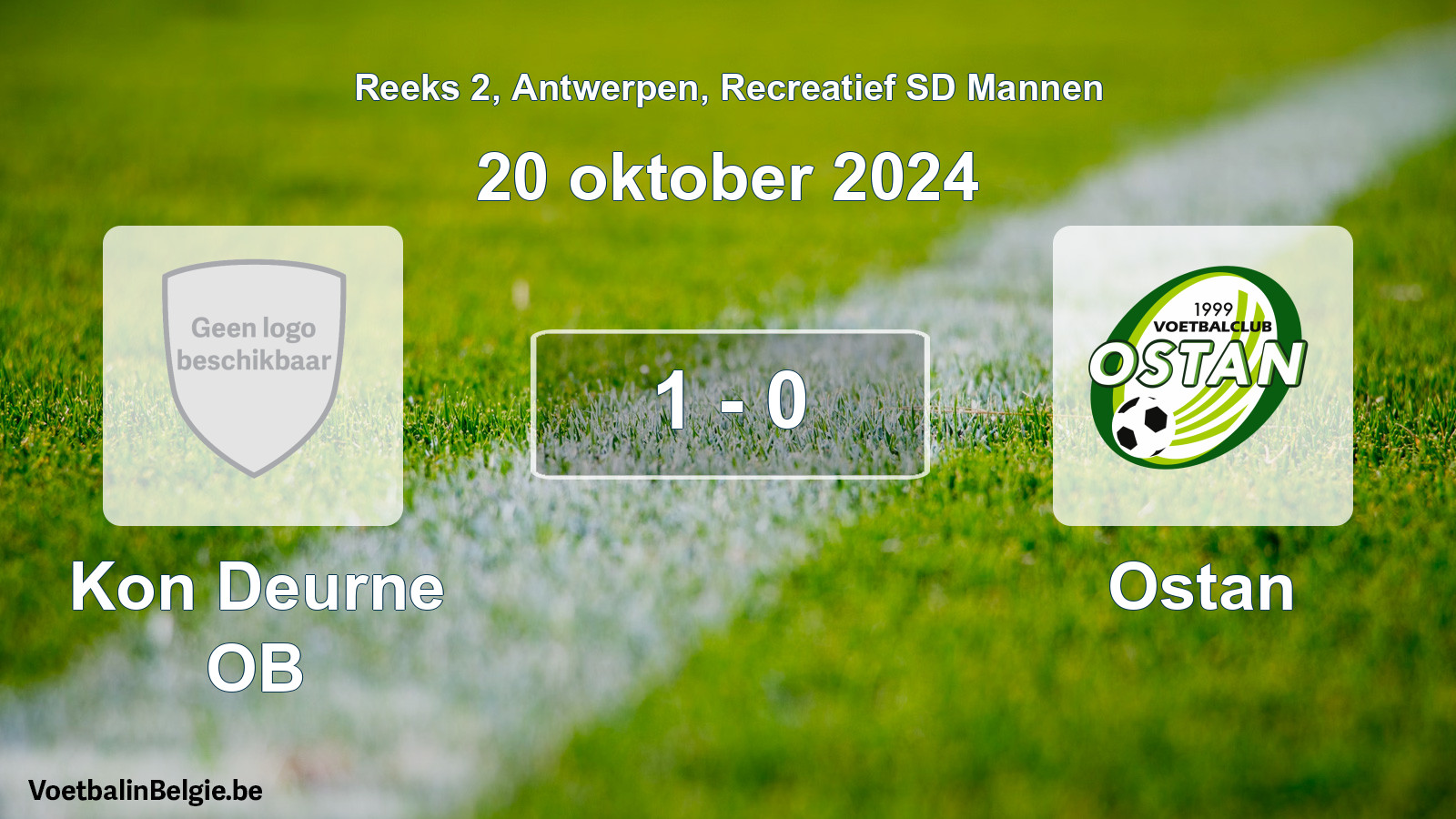 Gespeelde wedstrijd recreatiefvoetbal: Kon Deurne OB - Ostan 1 - 0 (20 oktober 2024)