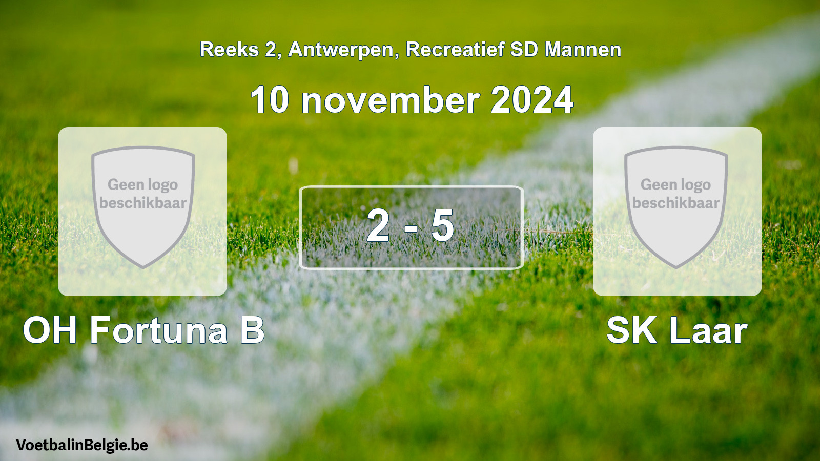 Gespeelde wedstrijd recreatiefvoetbal: OH Fortuna B - SK Laar 2 - 5 (10 november 2024)