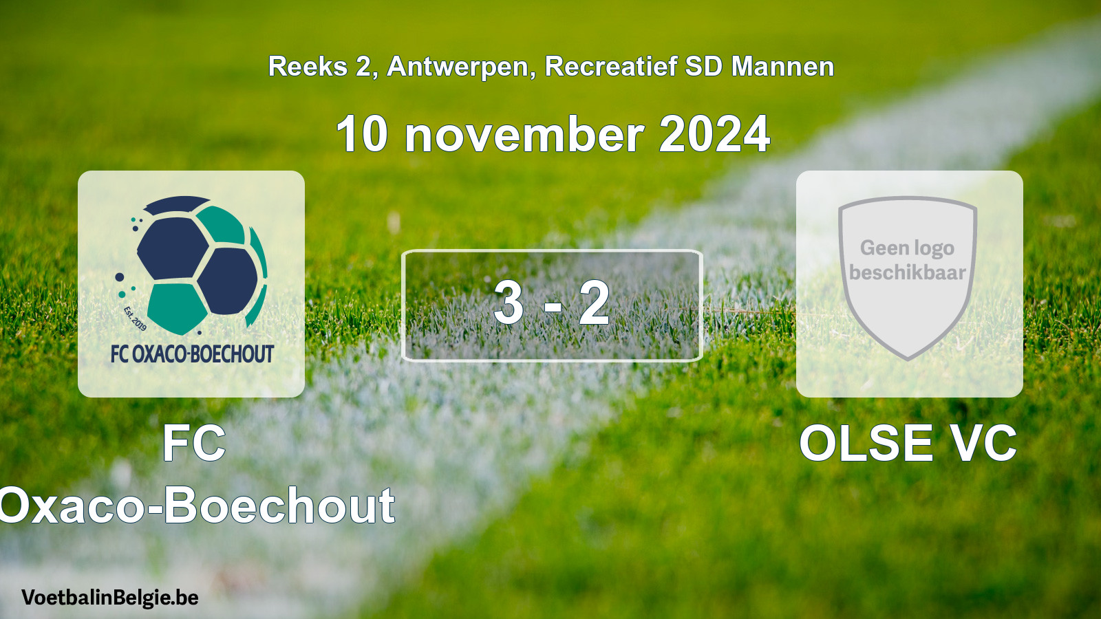 Gespeelde wedstrijd recreatiefvoetbal: FC Oxaco-Boechout - OLSE VC 3 - 2 (10 november 2024)