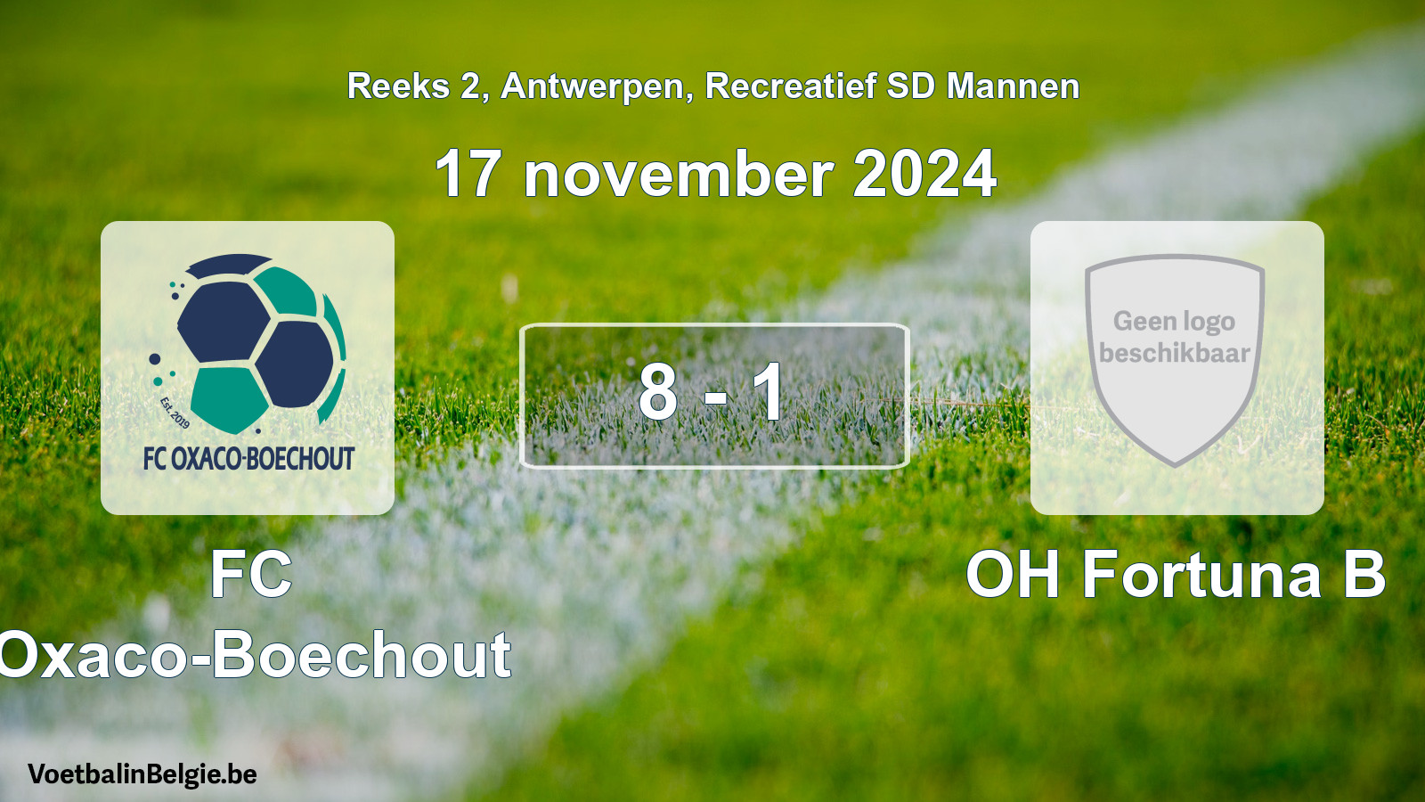 Gespeelde wedstrijd recreatiefvoetbal: FC Oxaco-Boechout - OH Fortuna B 8 - 1 (17 november 2024)