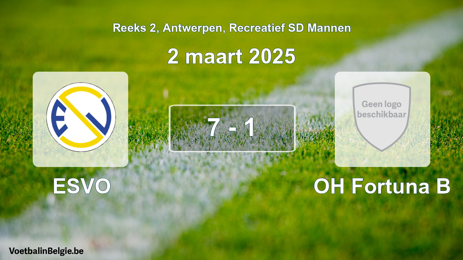 Gespeelde wedstrijd recreatiefvoetbal: ESVO - OH Fortuna B 7 - 1 (2 maart 2025)