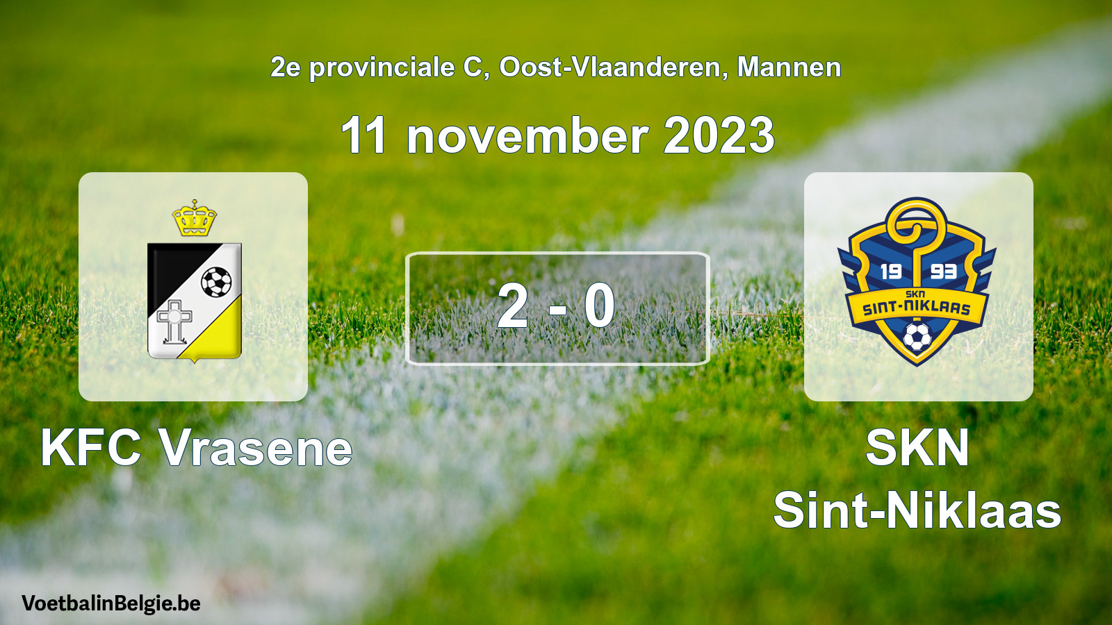 Gespeelde wedstrijd mannenvoetbal: KFC Vrasene - SKN Sint-Niklaas 2 - 0 (11 november 2023)