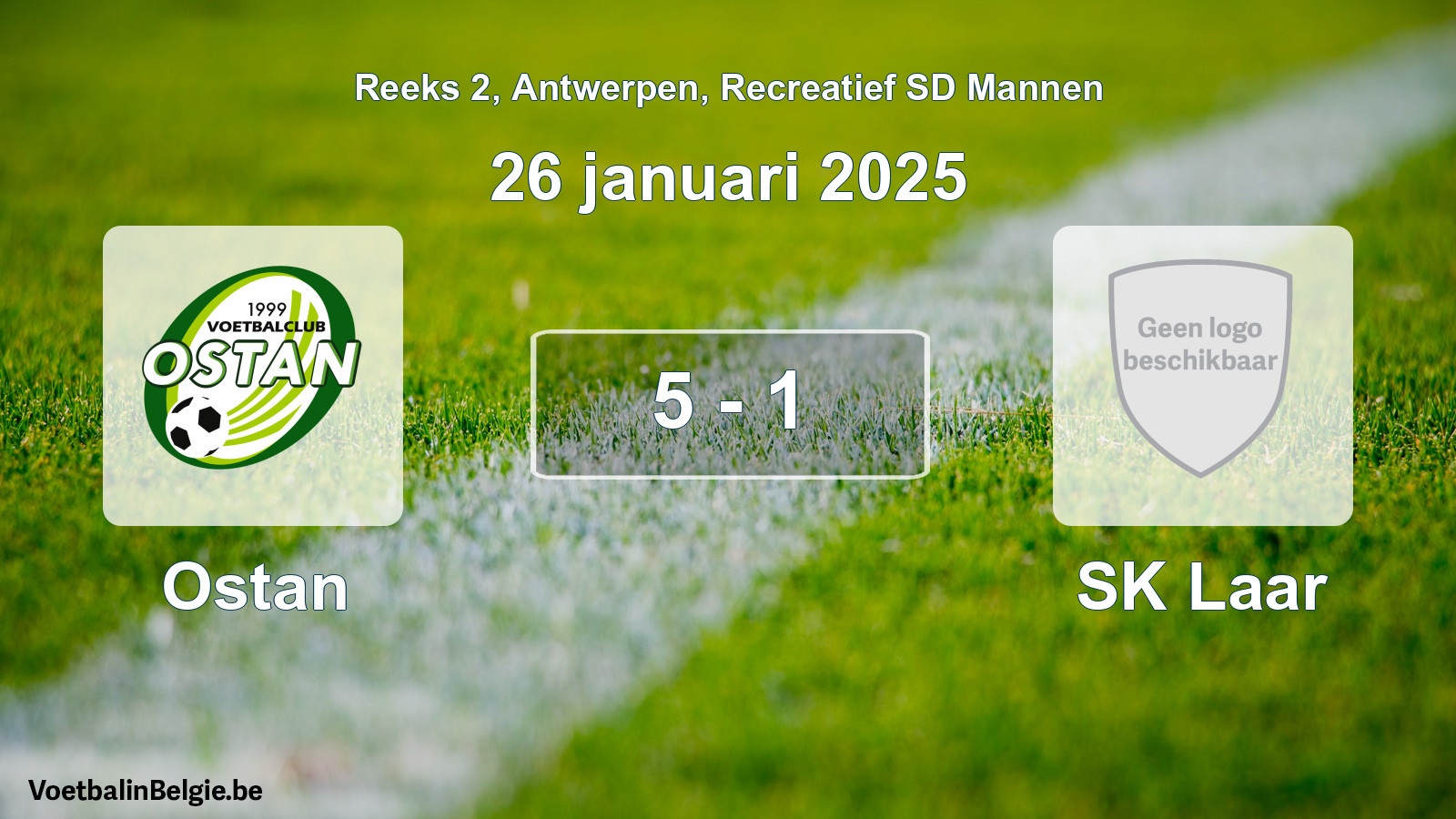 Gespeelde wedstrijd recreatiefvoetbal: Ostan - SK Laar 5 - 1 (26 januari 2025)