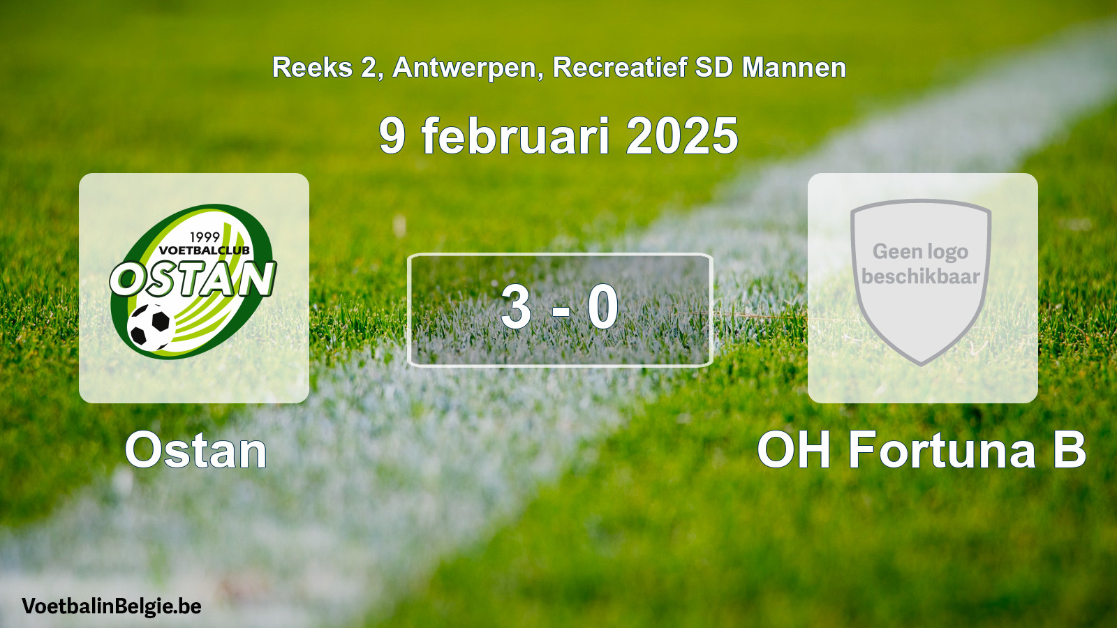 Gespeelde wedstrijd recreatiefvoetbal: Ostan - OH Fortuna B 3 - 0 (9 februari 2025)