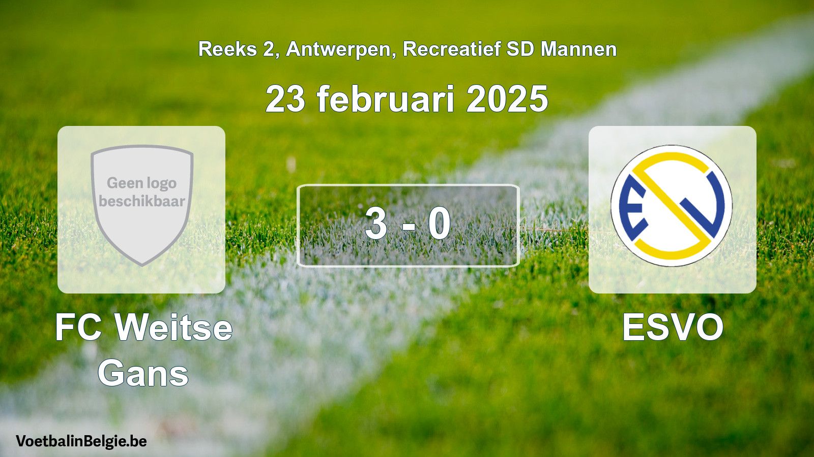 Gespeelde wedstrijd recreatiefvoetbal: FC Weitse Gans - ESVO 3 - 0 (23 februari 2025)