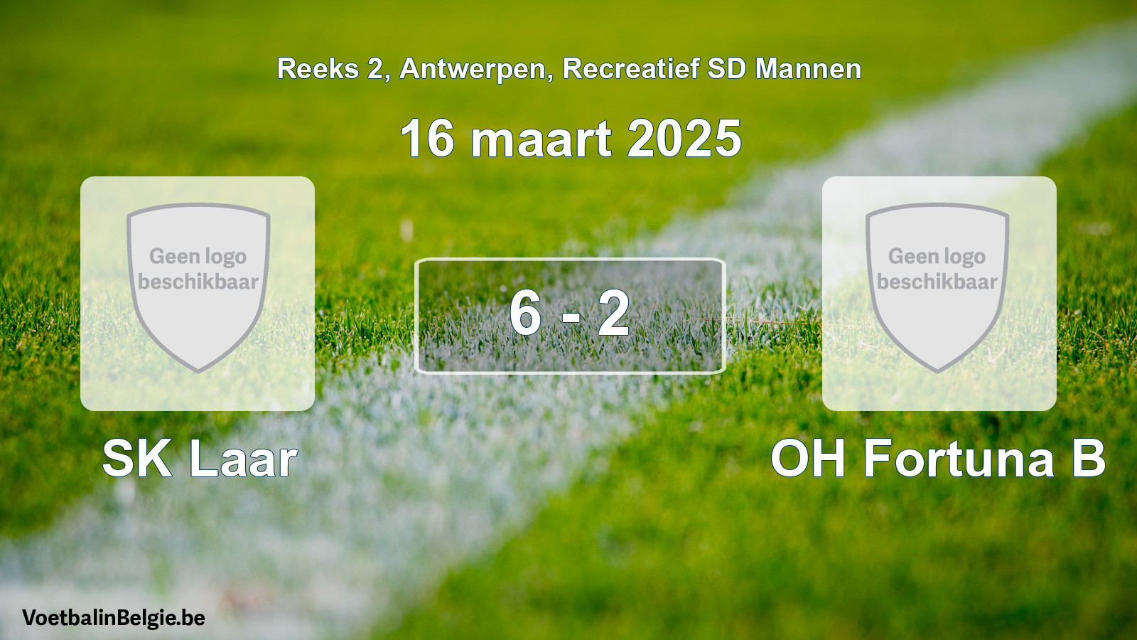 Gespeelde wedstrijd recreatiefvoetbal: SK Laar - OH Fortuna B 6 - 2 (16 maart 2025)