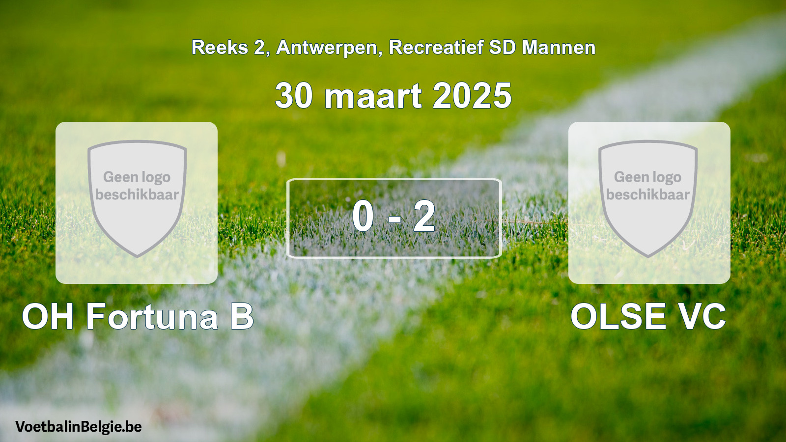 Gespeelde wedstrijd recreatiefvoetbal: OH Fortuna B - OLSE VC 0 - 2 (30 maart 2025)