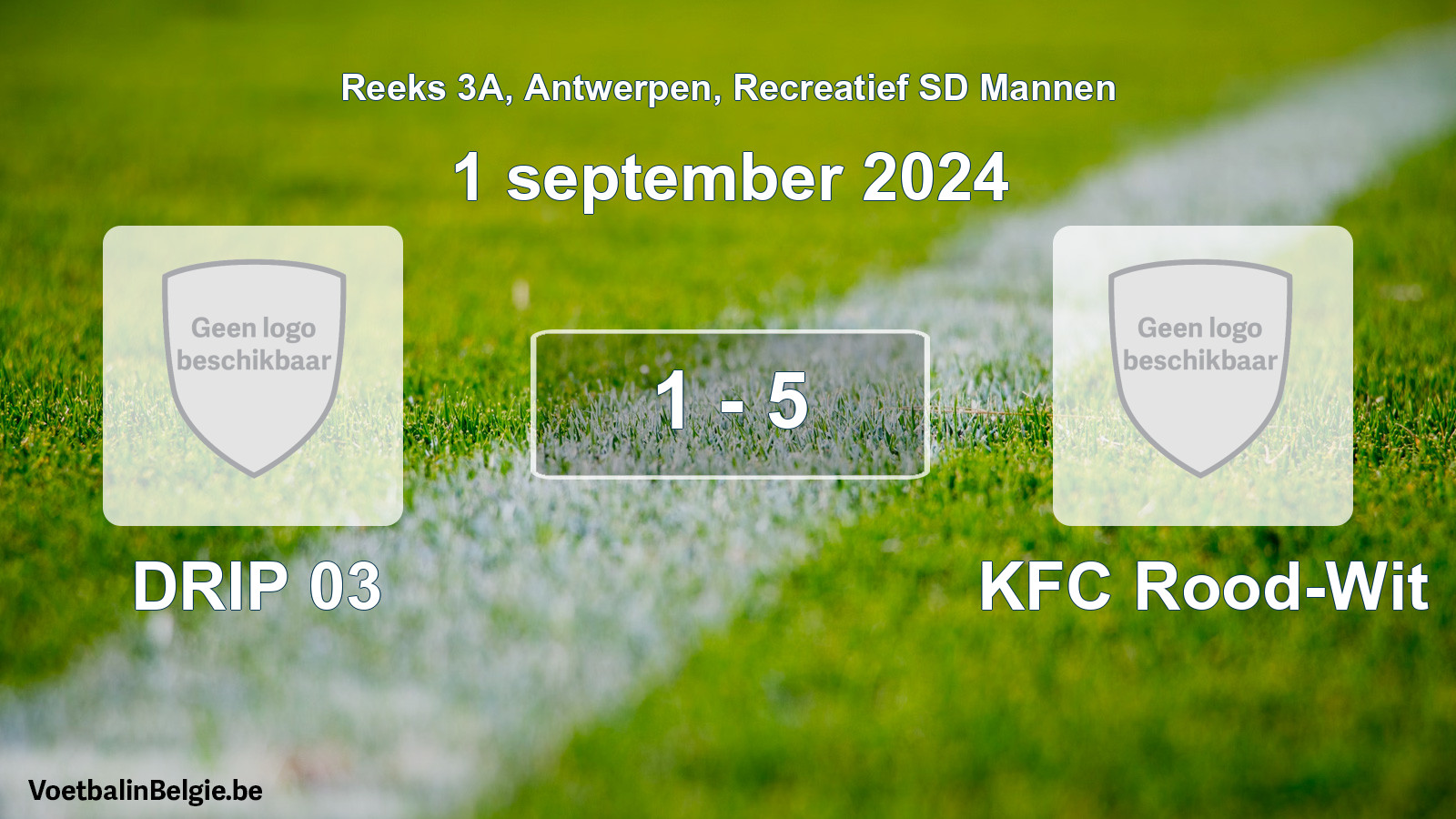 Gespeelde wedstrijd recreatiefvoetbal: DRIP 03 - KFC Rood-Wit 1 - 5 (1 september 2024)