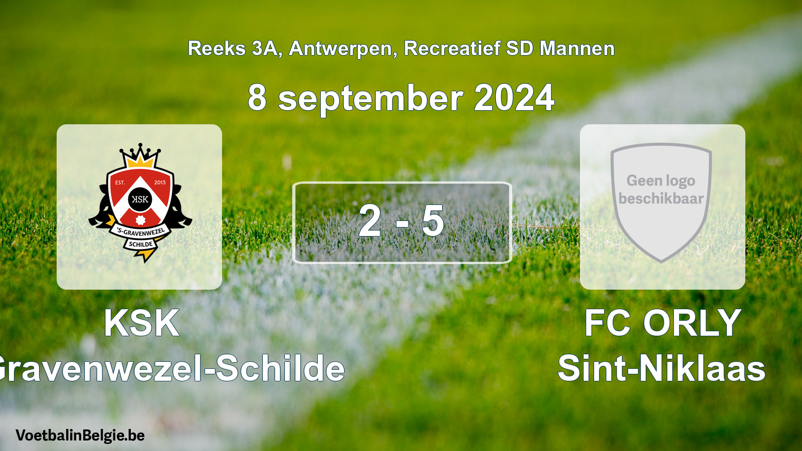 Gespeelde wedstrijd recreatiefvoetbal: KSK 's-Gravenwezel-Schilde - FC ORLY Sint-Niklaas 2 - 5 (8 september 2024)