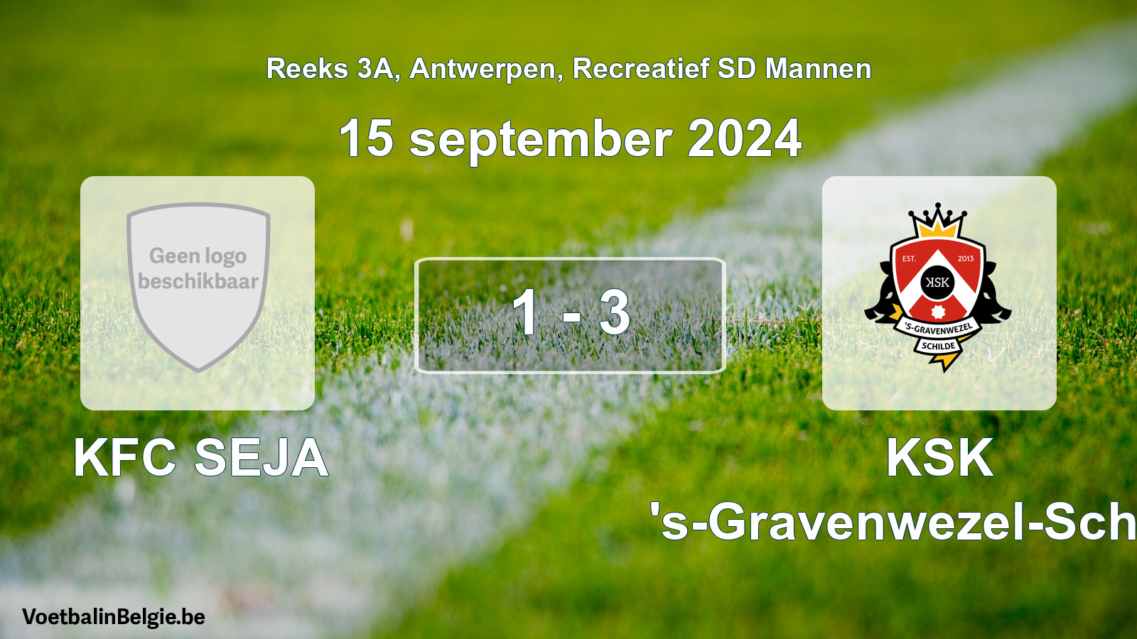 Gespeelde wedstrijd recreatiefvoetbal: KFC SEJA - KSK 's-Gravenwezel-Schilde 1 - 3 (15 september 2024)