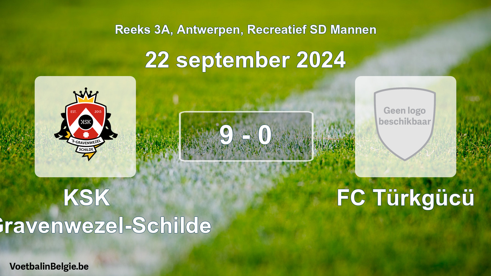 Gespeelde wedstrijd recreatiefvoetbal: KSK 's-Gravenwezel-Schilde - FC Türkgücü 9 - 0 (22 september 2024)