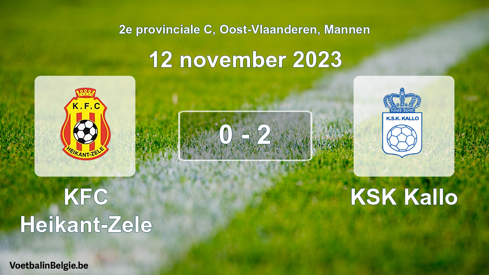 Gespeelde wedstrijd mannenvoetbal: KFC Heikant-Zele - KSK Kallo 0 - 2 (12 november 2023)