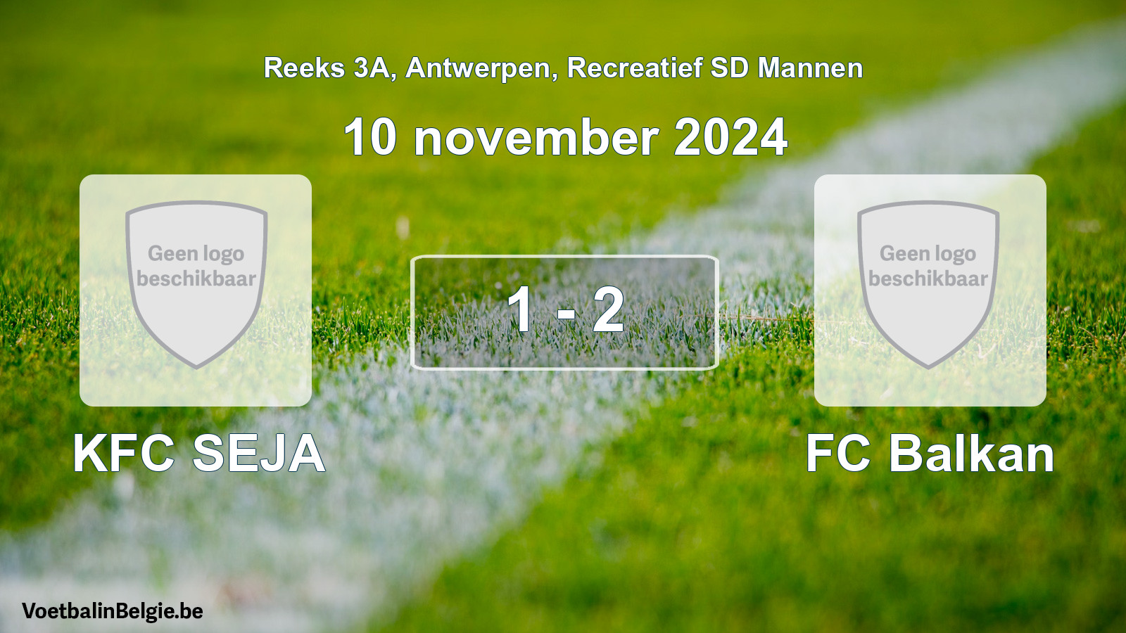 Gespeelde wedstrijd recreatiefvoetbal: KFC SEJA - FC Balkan 1 - 2 (10 november 2024)